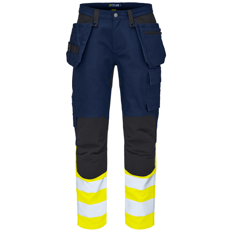 Projob Workwear 6560 Hi-vis Stretch Pants With Knee Pockets And Nail Pockets EN ISO 20471 Class 1 646560