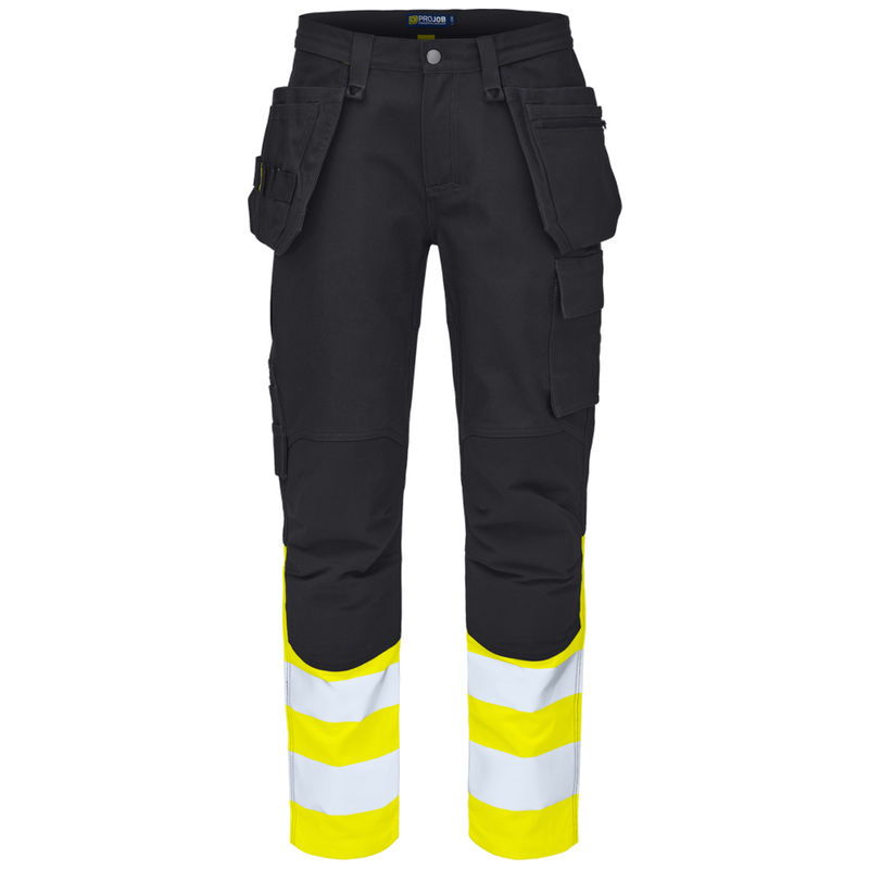 Projob Workwear 6560 Hi-vis Stretch Pants With Knee Pockets And Nail Pockets EN ISO 20471 Class 1 646560