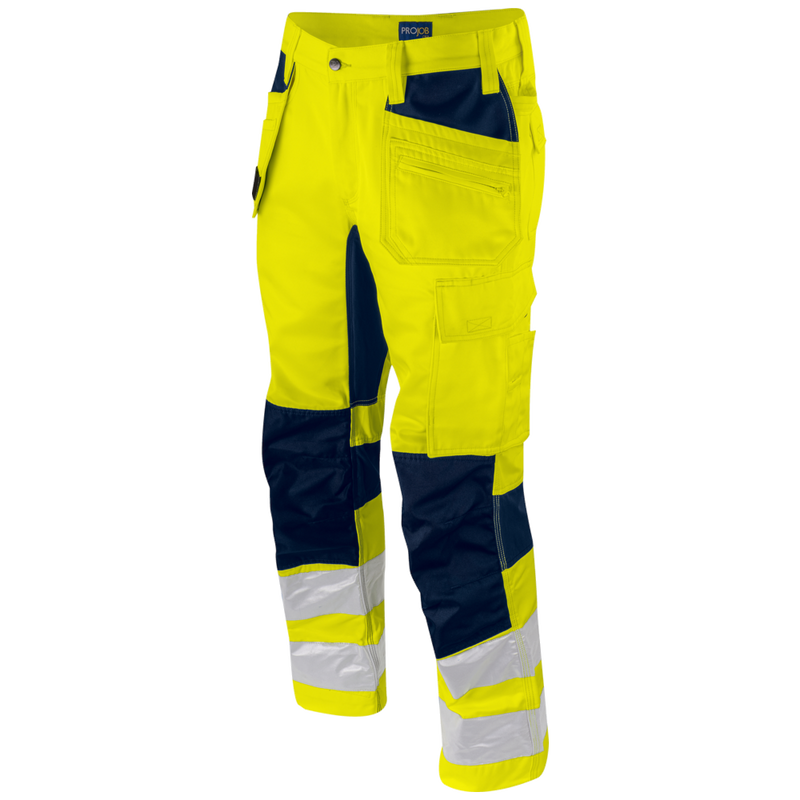 Projob Prio 6570 Hi-Vis-Stretchhosen mit Knietaschen und Nageltaschen EN ISO 20471 Klasse 2 646570
