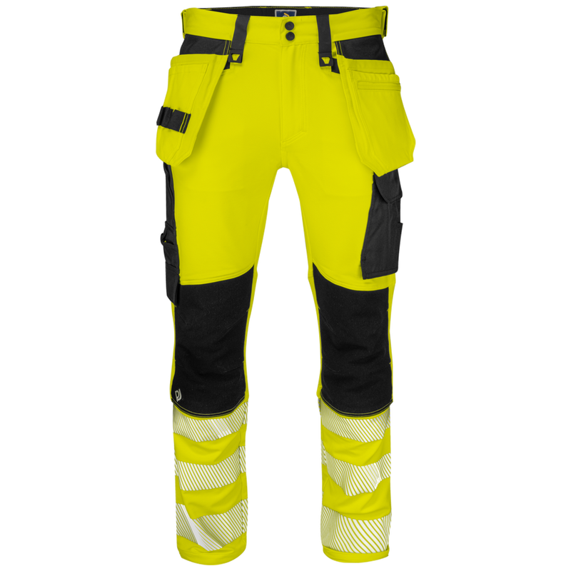 Projob Workwear 6571 Hi-vis Stretch Pants With Knee Pockets And Nail Pockets EN ISO 20471 Class 2 646571