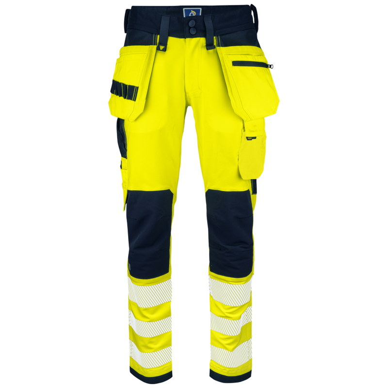 Projob Workwear 6573 Hi-vis Stretch Pants With Knee Pockets And Nail Pockets EN ISO 20471 Class 2 646573