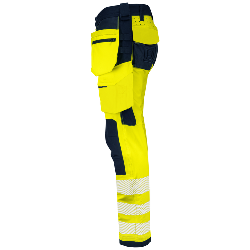 Projob Workwear 6573 Hi-vis Stretch Pants With Knee Pockets And Nail Pockets EN ISO 20471 Class 2 646573