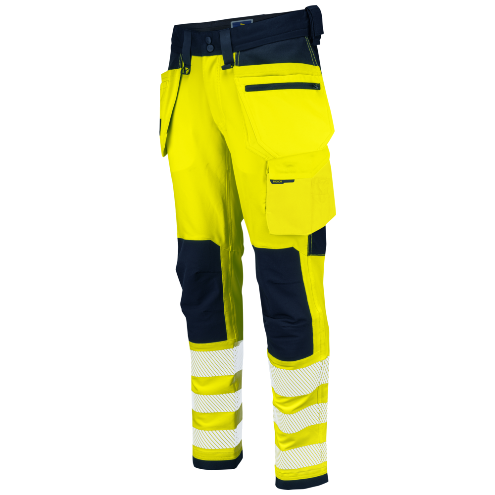 Projob Workwear 6573 Signalisatiestretchbroek Met Kniezakken En Spijkerzakken EN ISO 20471 Klasse 2 646573