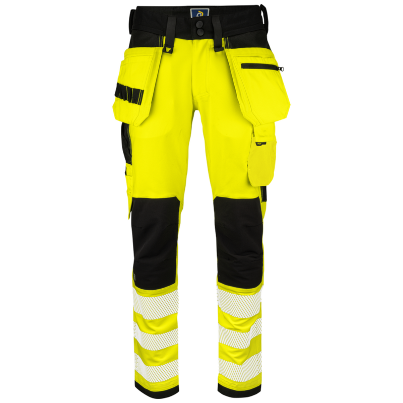 Projob Workwear 6573 Hi-vis Stretch Pants With Knee Pockets And Nail Pockets EN ISO 20471 Class 2 646573