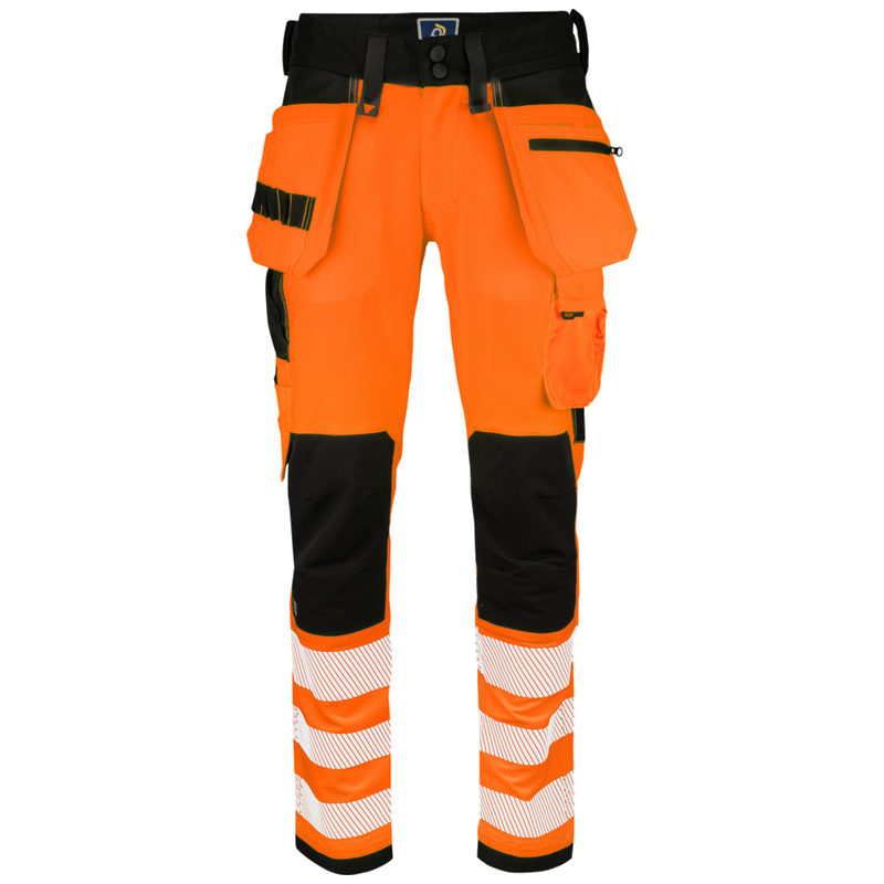 Projob Workwear 6573 Hi-vis Stretch Pants With Knee Pockets And Nail Pockets EN ISO 20471 Class 2 646573
