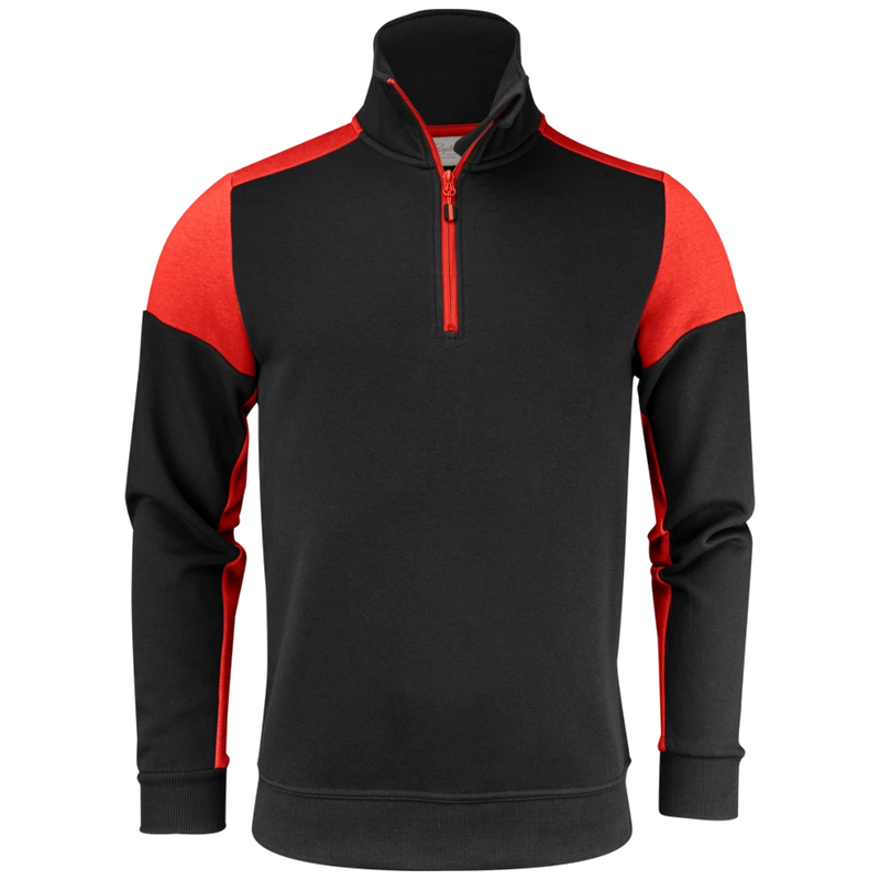 pt2069-9040_printer-prime-sweater-halve-rits-unisex-2262069-zwart-rood-prime-halfzip-front