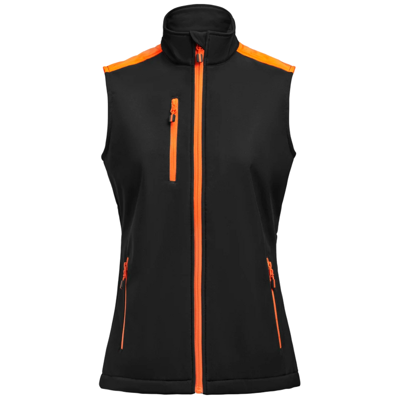 pt1084-9030_printer-prime-bicolor-softshell-bodywarmer-dames-2261084-zwart-oranje-primesoftshellvestlady-front