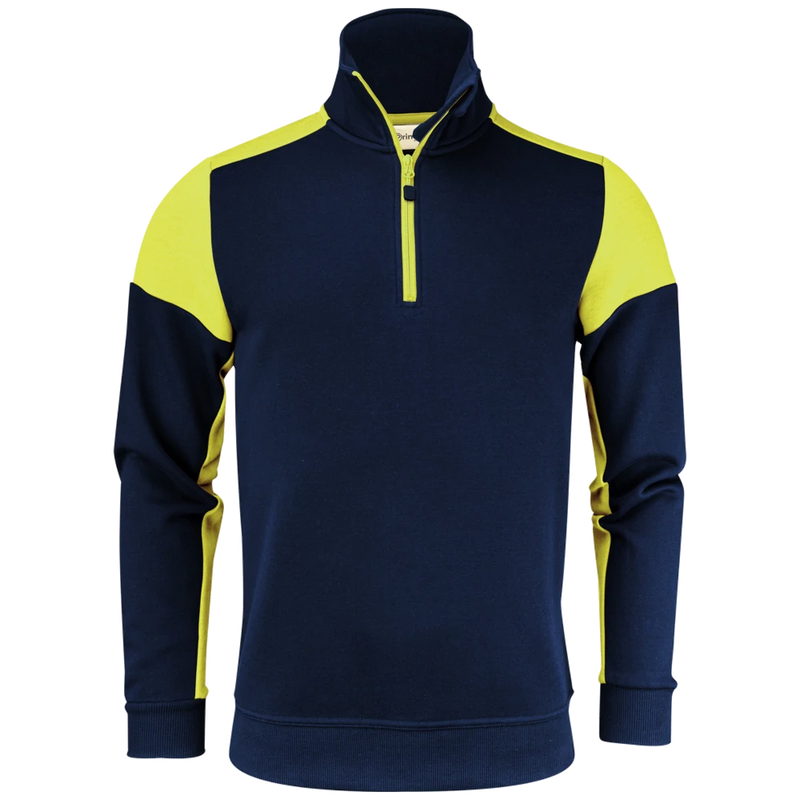 pt2069-6021_printer-prime-sweater-halve-rits-unisex-2262069-navy-high-vis-geel-prime-halfzip-front