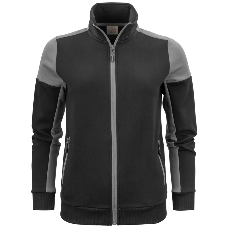 pt2062-9093_printer-prime-sweater-volledige-rits-dames-2262062-zwart-staalgrijs-primesweatvestlady-blackantracite-front