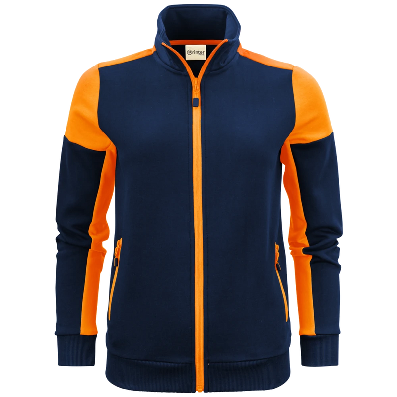 pt2062-6031_printer-prime-sweater-volledige-rits-dames-2262062-navy-high-vis-oranje-primesweatvestlady-navyorange-front
