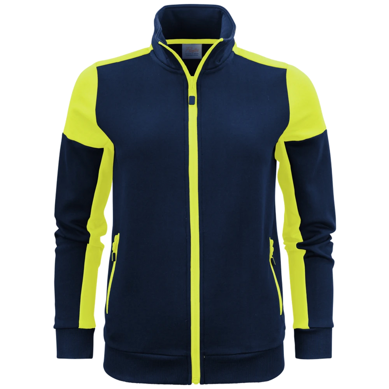 pt2062-6021_printer-prime-sweater-volledige-rits-dames-2262062-navy-high-vis-geel-primesweatvestlady-navyorange-front