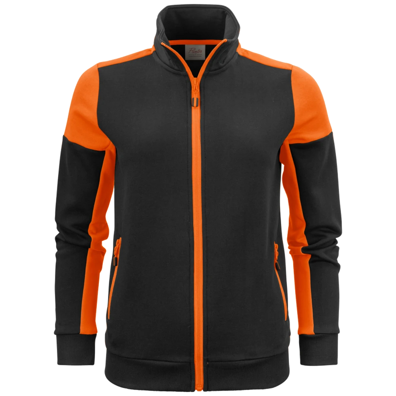 pt2062-9030_printer-prime-sweater-volledige-rits-dames-2262062-zwart-oranje-primesweatvestlady-blackorange-front