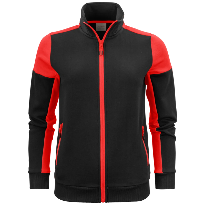 pt2062-9040_printer-prime-sweater-volledige-rits-dames-2262062-zwart-rood-primesweatvestlady-blackred-front