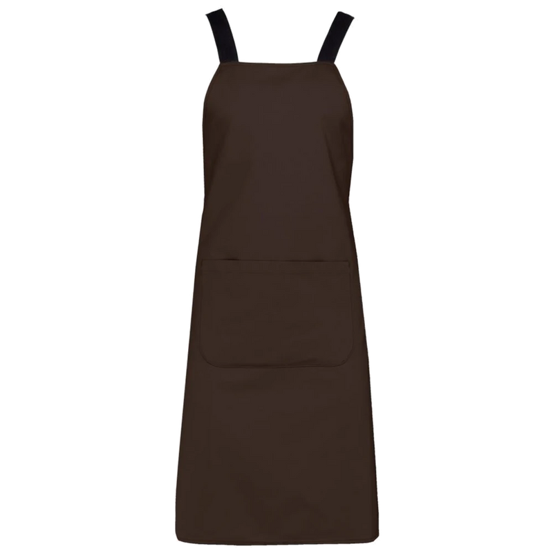 k8002-ch_kariban-schort-biologisch-katoen-90-x-76-chocoladebruin-front