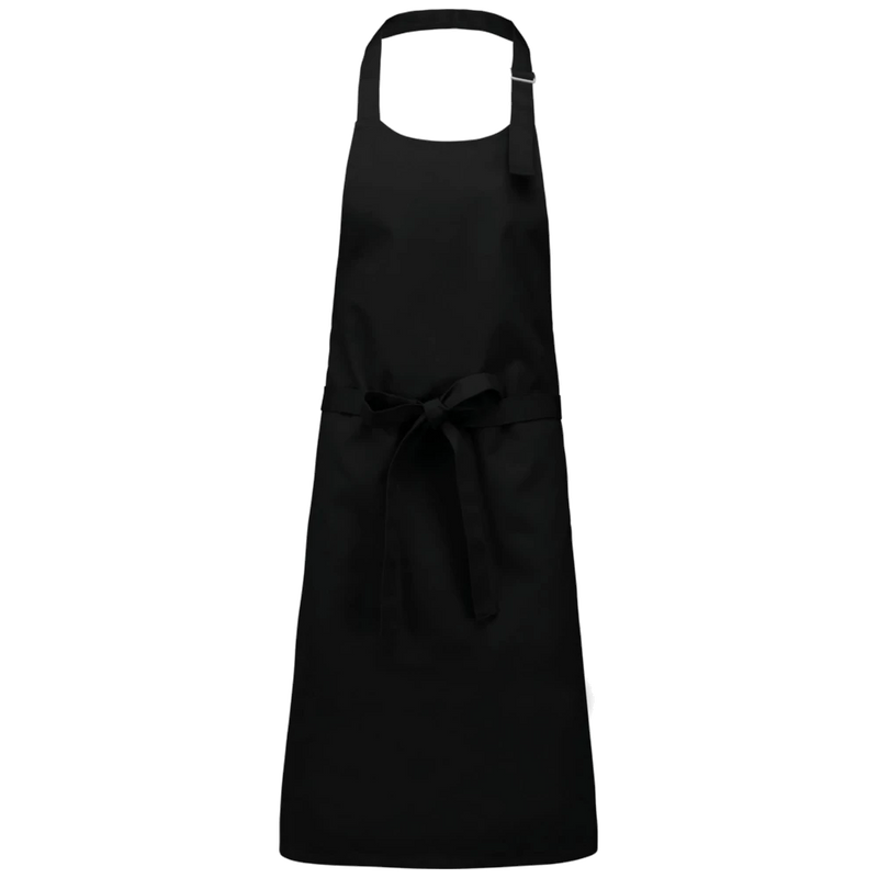 k895-bl_kariban-katoenen-schort-zonder-zak-90-x-76-zwart-front