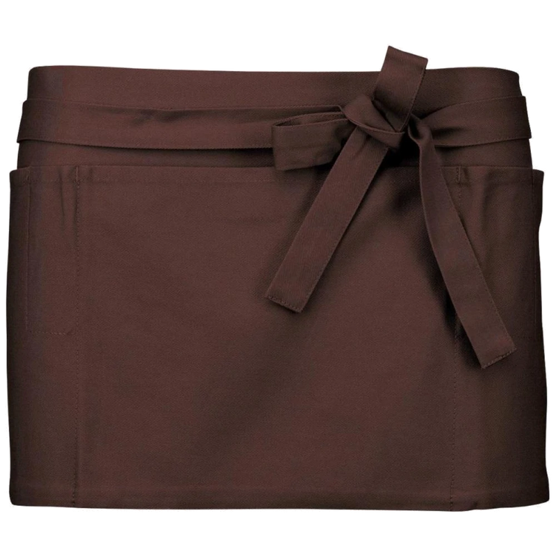 k886-cho_kariban-katoenen-kort-schort-26-x-70-chocoladebruin-front
