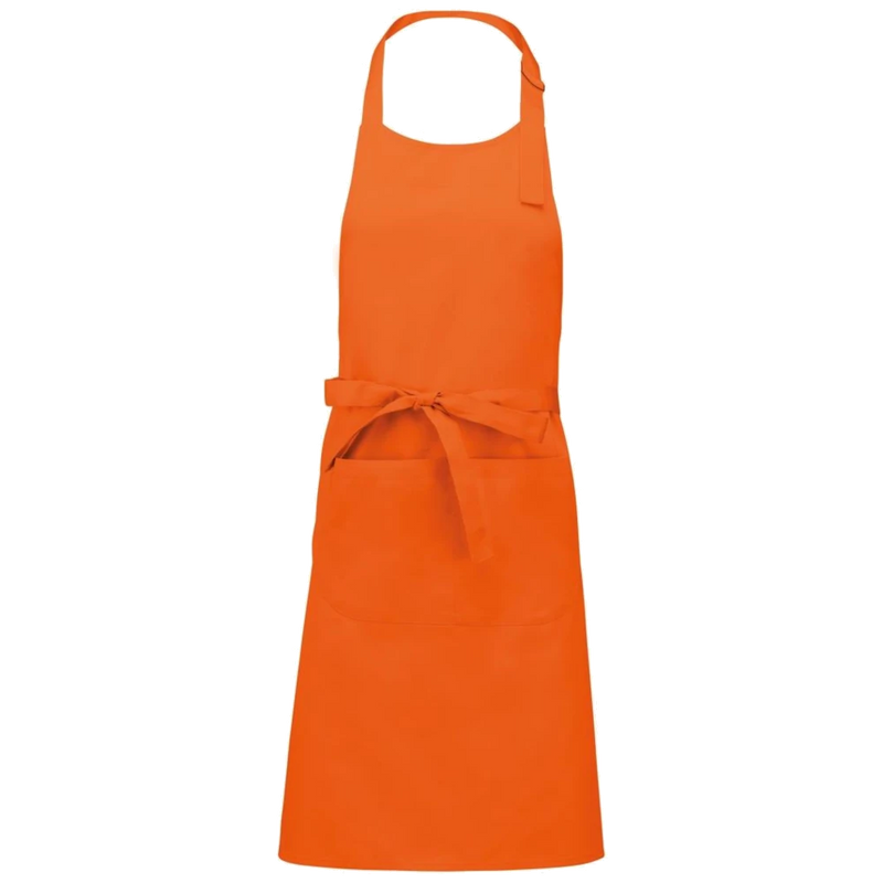 k885-or_kariban-katoenen-schort-met-zak-90-x-76-oranje-front