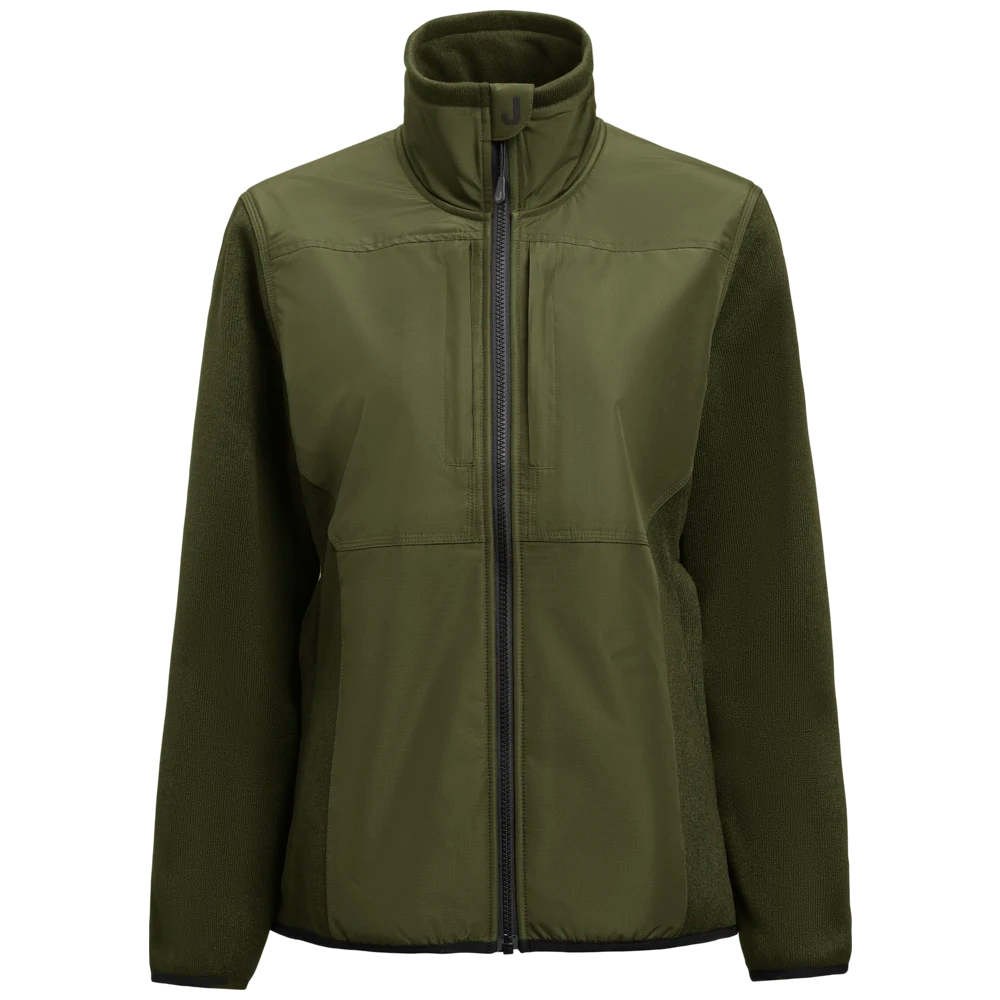 j1274-7600_jobman-1274-dames-fleece-jas-olijfgroen-enduranceknitflcejktw-front