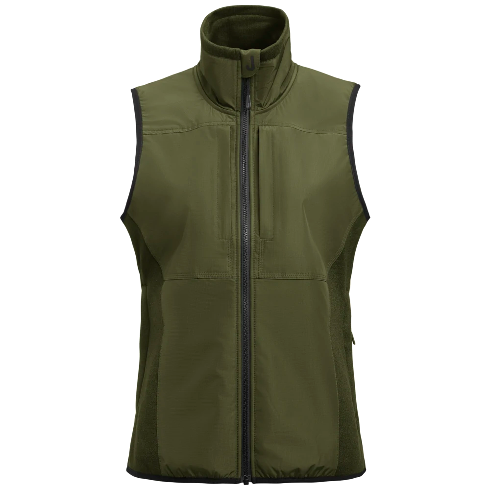 j1277-7600_jobman-1277-dames-fleece-vest-olijfgroen-enduranceknitflcevstw-front