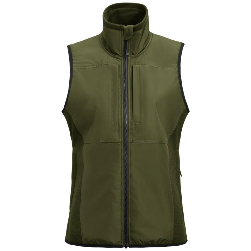 j1277-7600_jobman-1277-dames-fleece-vest-olijfgroen-enduranceknitflcevstw-front