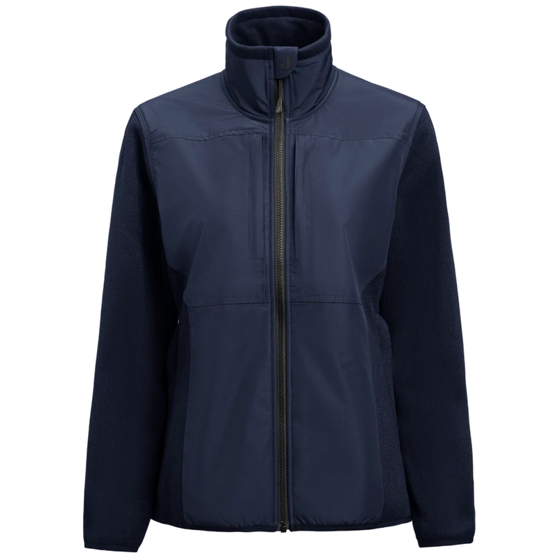 j1274-6700_jobman-1274-dames-fleece-jas-marineblauw-enduranceknitflcejktw-front